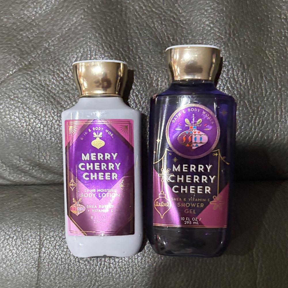 Bath and body merry cherry cheer lotion and body wash set